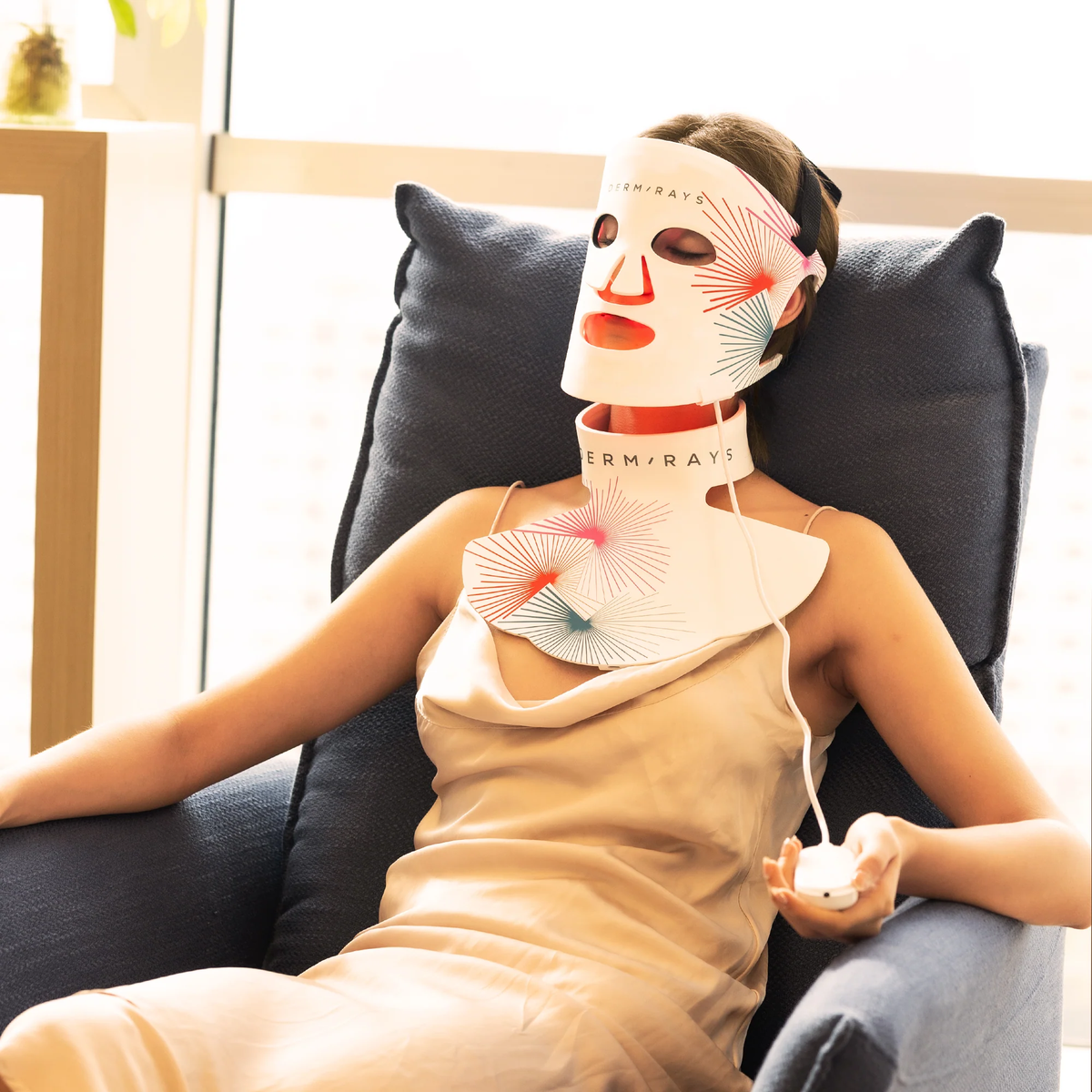 Derm Rays LED Light Therapy Mask for Face, Neck and Decolletage